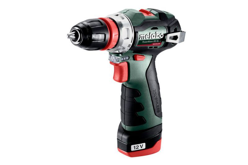 METABO Akku-Bohrschrauber PowerMaxx BS BL Q (601749500); Kunststoffkoffer; 12V 2x2Ah Li-Power + LC 40