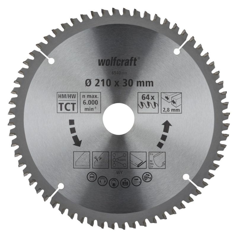 wolfcraft 1 Kapp/Gehr.sägeblatt HM 64 Zähne ø210mm - 6540000