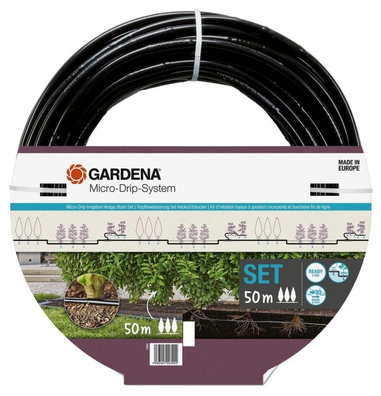 GARDENA 13501-20 Micro-Drip-System Set Sträucher/Hecken 50 m